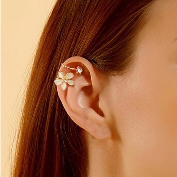 Jewelry - Flower + Rhinestone Ear Cuff